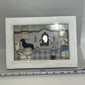 Miniature Victorian Bathroom Shadow Box Diorama with Glass Wall Decor